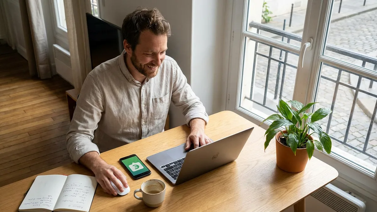 Freelance envoyant une facture électronique depuis son ordinateur dans son bureau