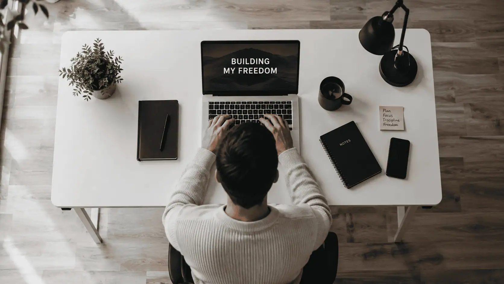 Freelance travaillant sur son ordinateur portable pour se former avec LiveMentor