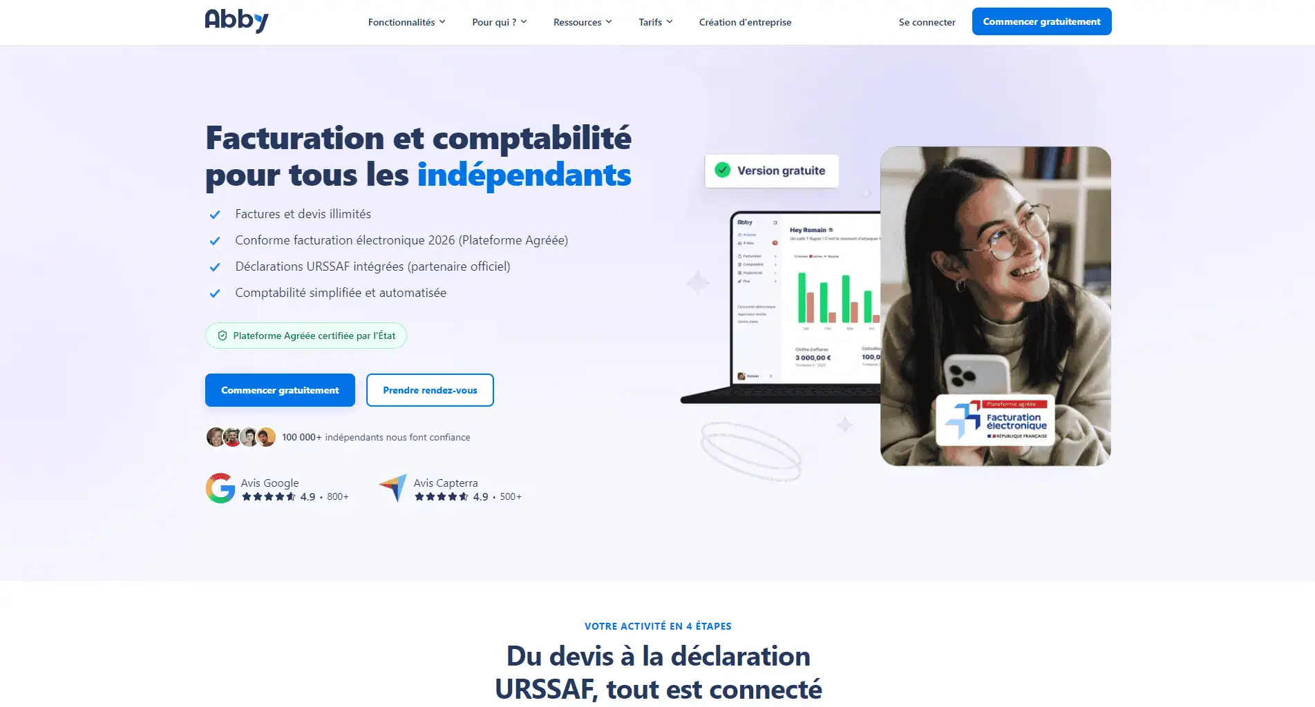 Interface du logiciel de facturation Abby