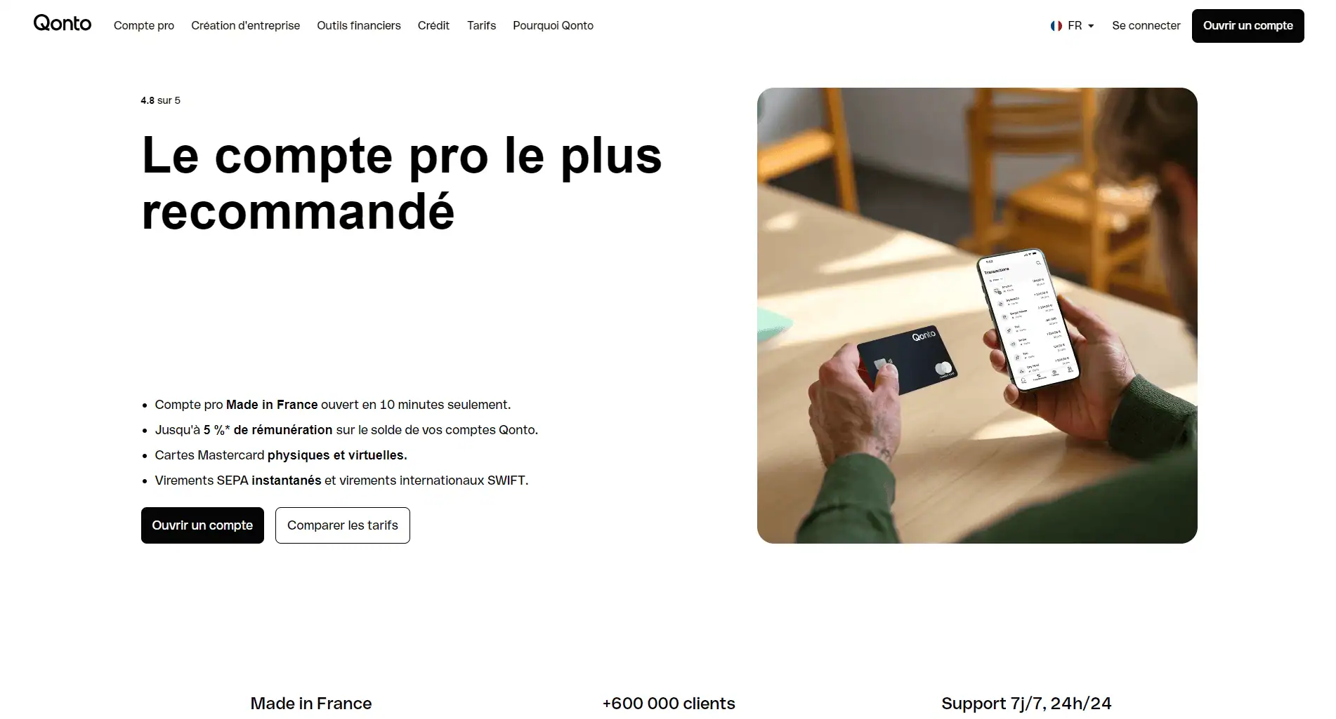 Interface du logiciel de facturation Qonto