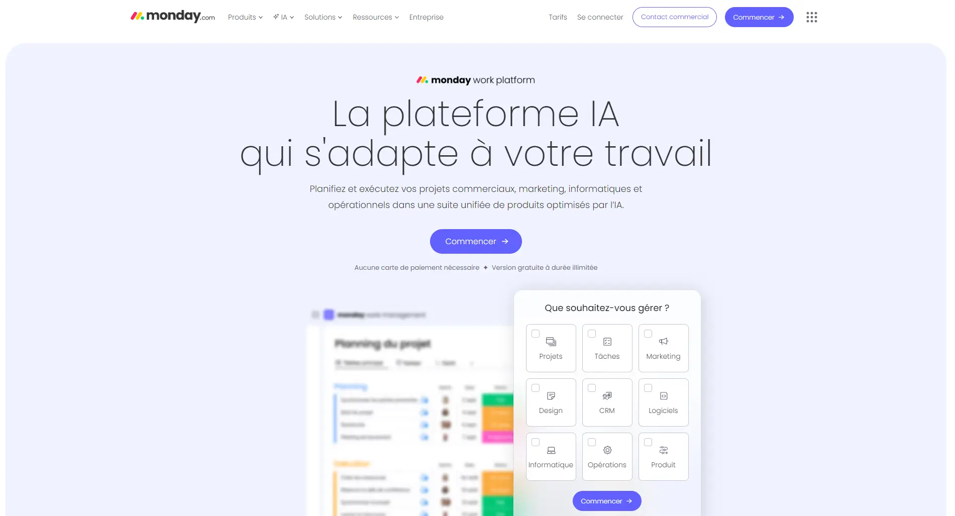 Tableau de bord Monday.com pour la gestion collaborative de projets