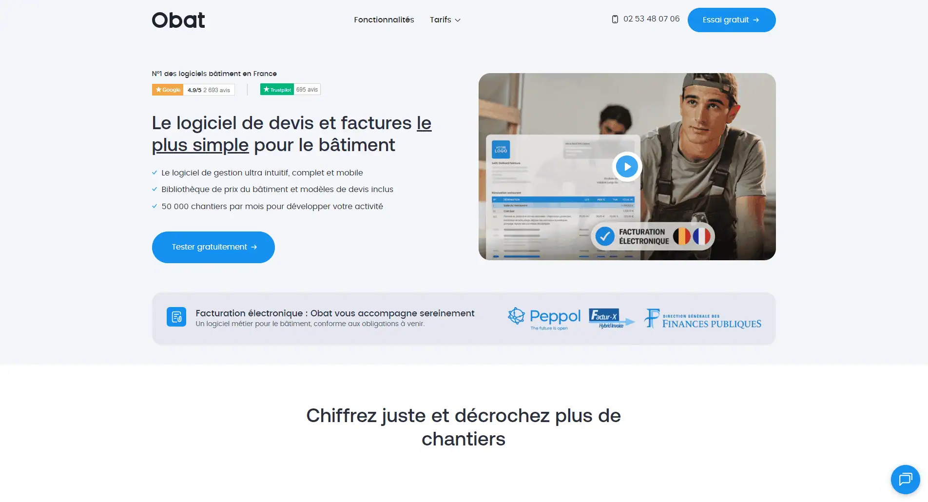 Infographie Obat logiciel devis facture bâtiment fonctionnalités