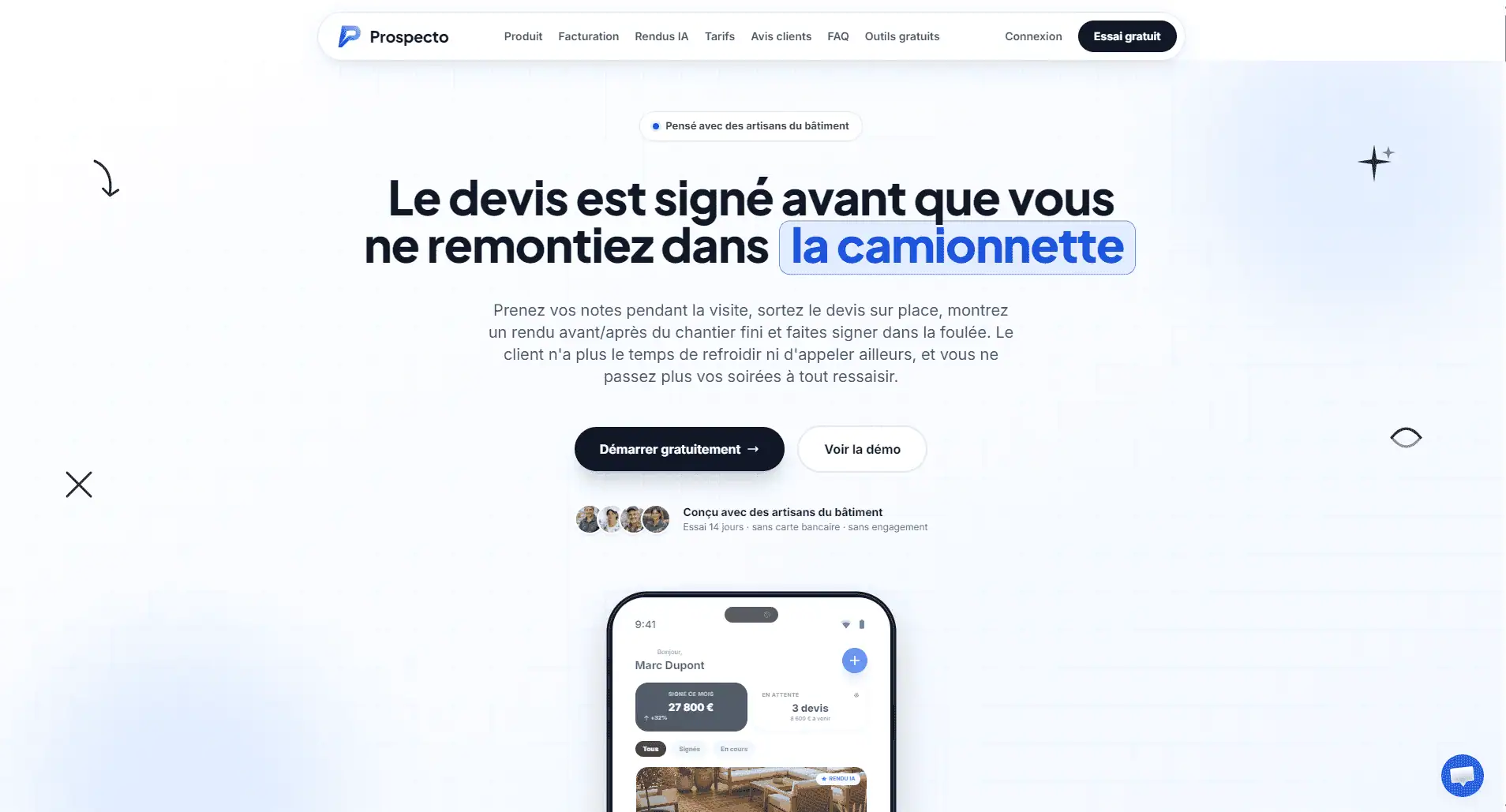 Logiciel Prospecto pour devis et facture bâtiment artisan
