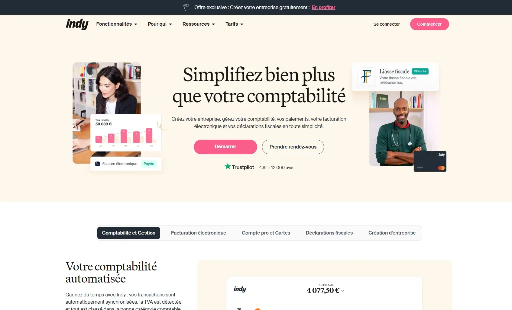 Interface du logiciel de facturation et comptabilité Indy